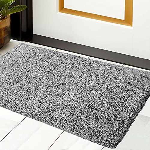 PHP Shaggy Door Mat for Indoor - Super Soft Fluffy Thick Pile Non-Shedding Large Doormat for Bedroom Living Room Kitchen Hallway Floor Mats (Grey, 50 x 80 cm (1ft 8 x 2ft 7)