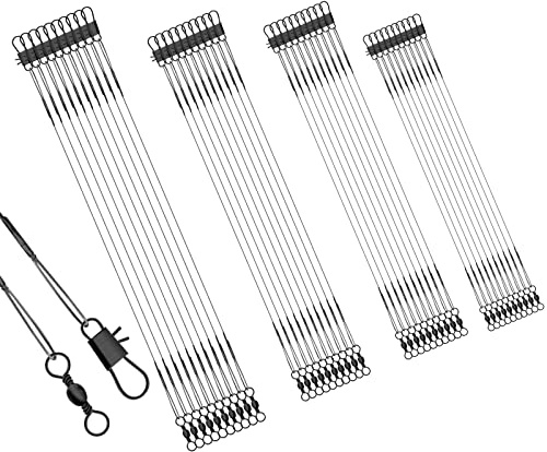 KINBOM 40pcs Fishing Leaders, Anti-bite Wire Leaders Stainless Steel Fishing Leaders Line with Swivels for Saltwater and Freshwater (15cm, 20 cm, 25cm, 30cm)