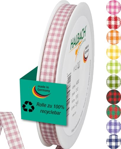 Halbach Seidenbänder Vichy - Cinta de regalo (10 mm de ancho, 25 m de largo, fabricada en Alemania), diseño de cuadros en muchos colores