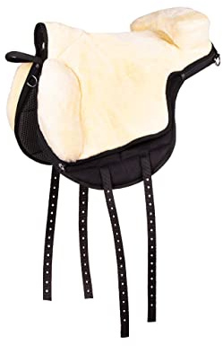 QHP Bareback Pad en fausse fourrure super douce (sang total, noir)