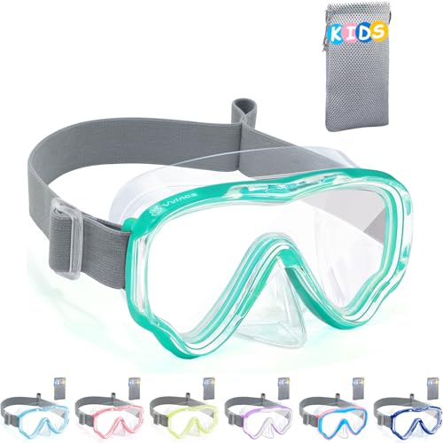 Vvinca Kids-Goggles with Nose Cover, Diving Mask Elastic Fabric Strap Anti Fog Anti Shattered Lens for Kids Swim Goggles 3-14