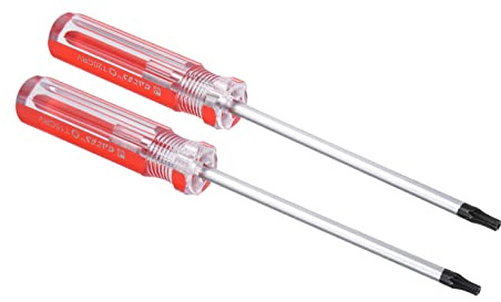sourcing map Cacciavite Torx T15 e T20 di sicurezza magnetico a stella con albero CR-V da 4 e manico rosso trasparente