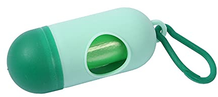 10x Hundekotbeutel Spender Beutelspender mit Leinenclip grün inkl. 15 Stück Hundekotbeutel