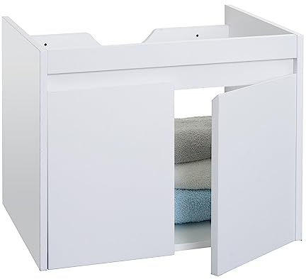 Mendler Waschbeckenunterschrank HWC-L86AM 48x59x46cm - weiß | Badezimmer, Waschtisch, Unterschrank, MVG, Melamin, 2 Türen