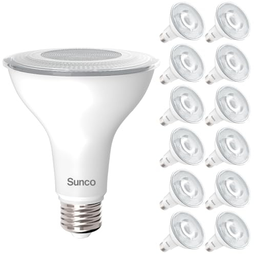Sunco 12 Pack PAR30 Long Neck LED Flood Light Bulbs, 11W (75W Equivalent), High Output, 1200 Lumens, 3000K Soft White, Dimmable, E26 Base, Indoor Outdoor Recessed, UL Certified
