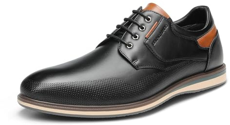 Bruno Marc Men's Casual Dress Shoes, Comfortable Leather Lace Up Walking Trainers & Sneakers,Size 9.5W,Black,LG19008MWIDE