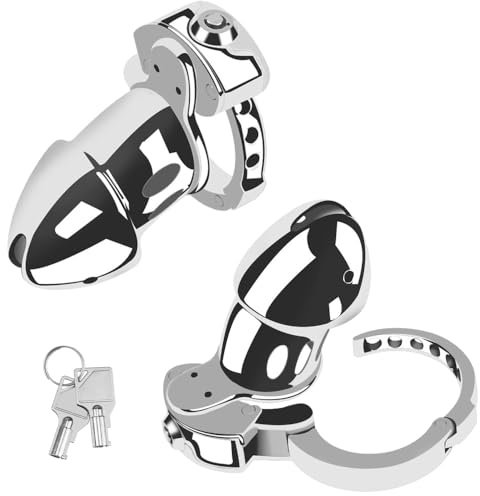 NAIXBTY SM Edelstahl Drücken-Typ Sperre Peniskäfig für Männ Metall Atmungsaktiver Keuschheitskäfig Mit Einstellbar Cockring Bondage Extrem Chastity Cock Cage Keuschheit Sex Spielzeug für Männer
