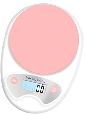Balance de cuisine Balance électronique de cuisine, balance alimentaire, balance en grammes, adaptée à la cuisine, à la pâtisserie, à la préparation des repas, portée 1g/3kg, rose Fournitures de cuisi