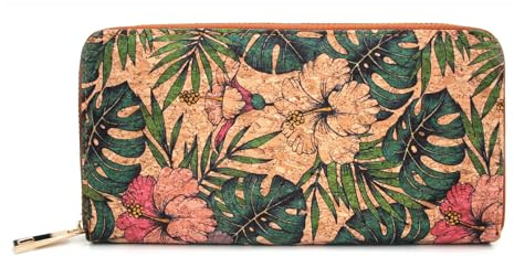 boshiho Kork Geldbörse Damen Vegan Portemonnaie aus Kork Große Nachhaltig RFID-Schutz Geldbeutel mit Reißverschluss Vegan Geschenk