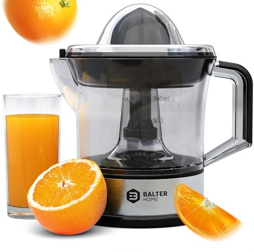 Balter ZP-04 Zitronenpresse Elektrisch Hohe Saftausbeute, 2 Drehrichtungen & 2 Kegel Zitruspresse orangenpresse Entsafter Saftpresse Juicer - Spülmaschinenfest, BPA Frei