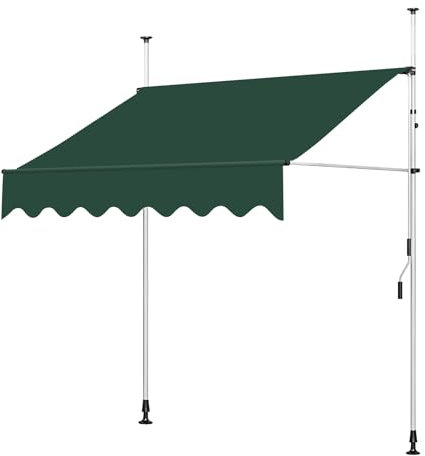 Klemmmarkise mit Handkurbel Balkon Balkonmarkise ohne Bohren UV-beständig höhenverstellbar wasserabweisend Sonnenschutz Terrassenüberdachung einfache Montage(Color:Green,Size:300x180cm/118x70.8in)