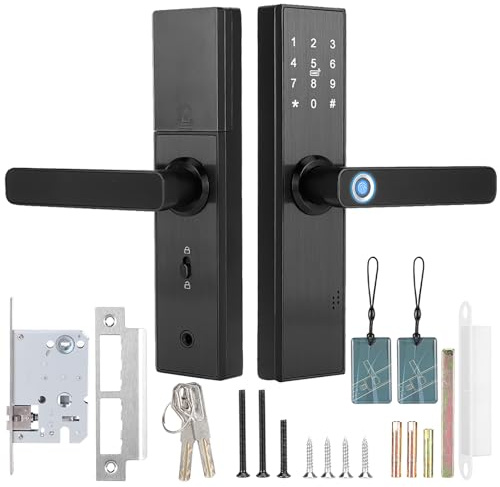 Smart Door Lock, WiFi Touch Screen Fingerprint Door Lock Password IC Card Keyless Entry Door Lock with Mechanical Key Support for