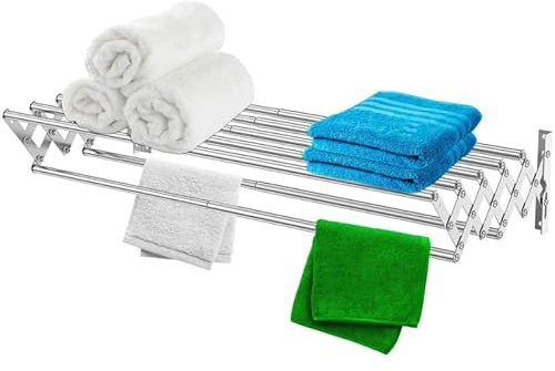 Nakloe - Tendedero Extensible Pared - Tendedero Pared - Tendederos Plegables de Pared - Uso Exterior e Interior - Fabricado en Aluminio - Alta Resistencia (Ancho 47cm)