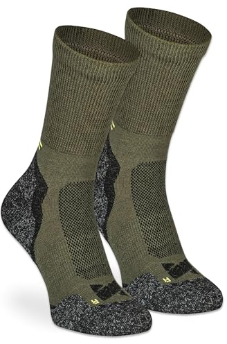 Flerstrumpa 2/4 par lätta merino vandringsstrumpor utomhus vandring trekking anti-bubbelstoppning termisk reglering med ull kvinnor och män, 2 par (kaki), 45-47 EU