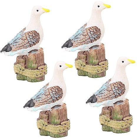 HAWILLOSCH Möwen-Ornamente Aus Holz 4er-Pack Miniatur-möwenfiguren Für Heimdekoration Und Fotografie-Requisiten