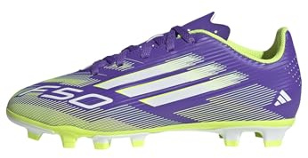 adidas Unisex niños F50 Club Firm Ground/Multi Ground Football Boots Kids, Purple Rush/Cloud White/Lucid Lemon, 32 EU