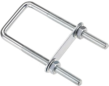 MACHSWON Perno cuadrado en U, juego de 4 pernos en U M8 de acero de 40 mm, ancho interior de 120 mm de longitud con tuercas y placa de marco para automóviles, barcos, remolques