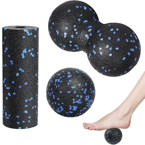3 Pièces Balle Massage Fitness Tissus Profonds, Boule Fascias pour Soulagement Douleur, Relaxation Musculaire, Boules Simple, Balle Arachides, Rouleau, Balle Masser pour Pieds,Cou,Dos, Épaules, Bras