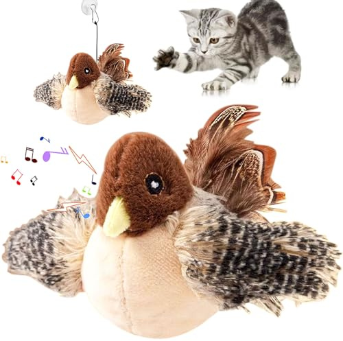 Interaktives Katzenspielzeug,Simulierter zwitschernder Vogel,Zwitschernder Vogel Katzen spielzeug Simulationsvogel Vogelspielzeug Katzen Lustige Quietsch-Katzenspielzeug vogelspielzeug für katze Hunde