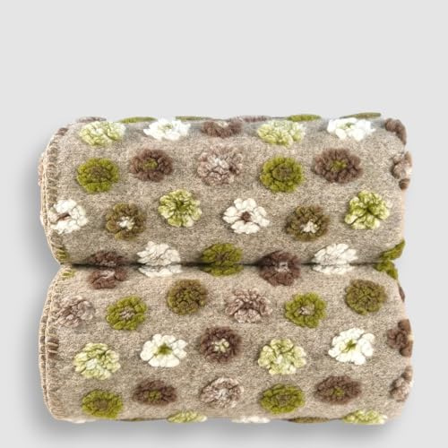 Generico Plaid da divano in Lana Cotta 150 x 170 margherite Tortora