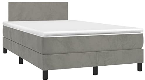 qohoio Boxspringbett mit Matratze & LED Bett Mit Bettkasten Bett Boxspringbett Betten Boxspringbett Mit Matratze Hellgrau 120x190 cm Samt - 3270141