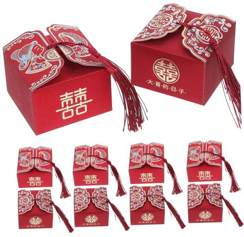 WRITWAA 20stücke Shower Geschenkkästen Mit Quasten Chinesische Hochzeits-süßigkeitenschachteln Für Hochzeiten Taufen Und Partys Kleine Geschenkkartonagen