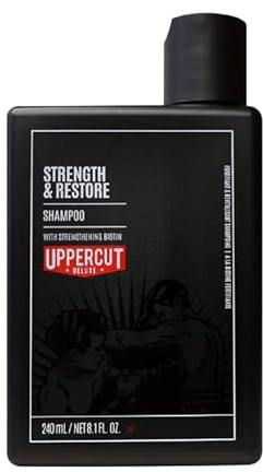 Uppercut Deluxe Strength and Restore Shampoo for Men, Mit Biotin und Koffein Angereicherter Shampoo zur Förderung Eines Gesunden Haarwachstums für Herren, 240ml