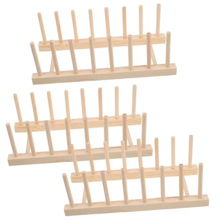 POPETPOP 3piezas Organizador De Ollas y Sartenes Tendedero De Madera Soporte para Platos Almacenamiento para Cocina Elegante y Práctico
