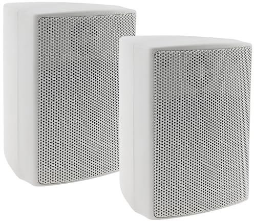 2-vägs högtalare, vita, par väggmonterade högtalare för HiFi-stereosystem och hemmabiosystem, 60 watt, 8 ohm