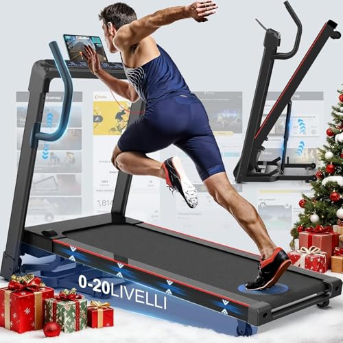 DECORCN laufband für zuhause klappbar Leiser, mit Steigung, Hohe Kapazität | laufband für zuhause,Leiser Motor,Breite Lauffläche,WiFi,Bluetooth, APP,Marathon-Training,Deutsche Qualitätsmarke,TÜV-geprüft