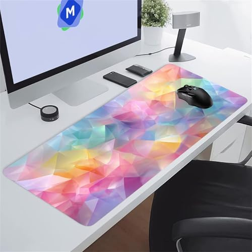Gaming Mauspad XXL Geometrisch Bunt - Großes Mousepad 800x400x2 mm - Gaming Tastatur Matte - Desk Mat mit genähten Kanten - Erweiterter Large Mouse Pad