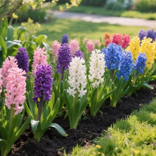 IFLO® Blumenzwiebeln –hochwertige Frühblüher &,Winterharte, mehrjährige Zwiebelpflanzen für Garten & Balkon (18 Stück Hyazinthen Zwiebel Mix)