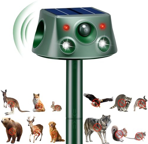 Katzenschreck Ultraschall Solar Tiervertreiber, Marderschreck bis zu 12m Katzenabwehr Marderabwehr Garten Wasserdicht 13.5KHZ-65.5KHZ Automatisch Waschbär abwehr für Katzen Hunde Marder Mäuse Vögel