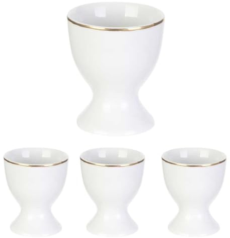 Set de 4 coquetier blancs en porcelaine avec liseré doré (5cl) - AURA