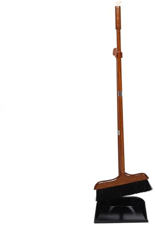 ibasenice Balai et Pelle à Poussière avec Long Manche Balayette Poils Doux Crin de Cheval Manche Ergonomique pour Nettoyage sans Effort Adapté Sols Délicats et Poils Animaux Ensemble pour