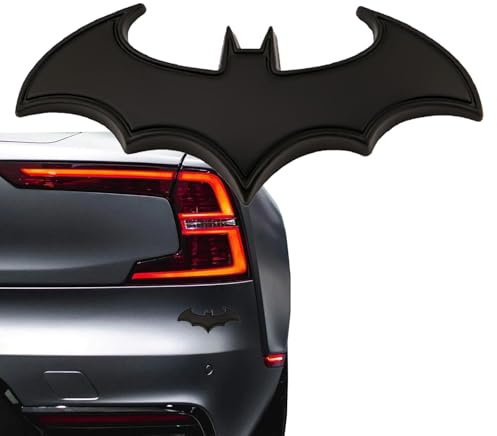 Norhogo 1 pcs black Stainless Steel Bat Batman Car Emblem Decal Badge, Fan Batwing Batarang Symbol 3D Auto Badge, 3D stainless steel bat car emblem decal badge