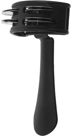LIGIGWASH Handtamburin mit Doppelreihen Metallschellen Kleiner Handglocke aus Kunststoff Tragbares Percussion Instrument für Partys und Straßenauftritte