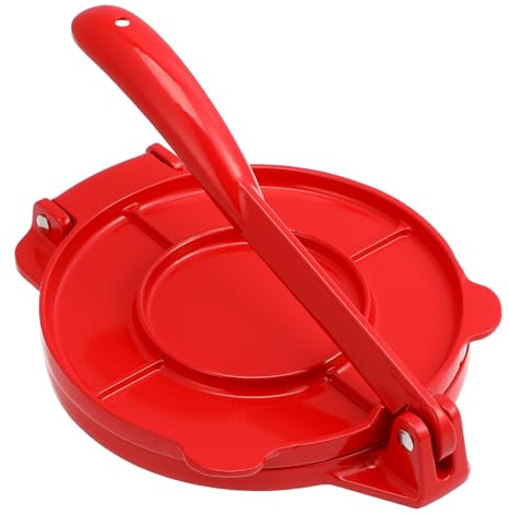SHINEOFI Prensa para Tortillas de Aluminio de 16.5 Cm Roja, Utensilios de Cocina para Prensar Masa, Máquina para Hacer Tortillas de Harina, Prensa de Masa Resistente y Práctica para Uso