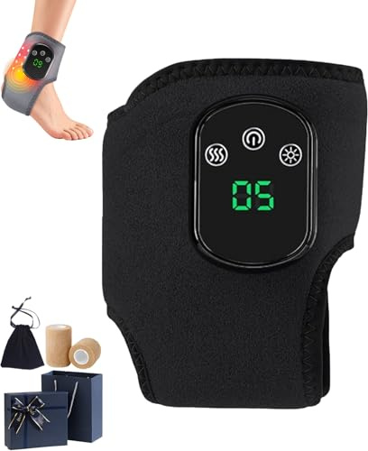 Fußmassagegerät Elektrisch gegen Neuropathie & Fersensporn - 3-in-1 Kabelloses Massagegerät Füße mit Wärme & Vibration - Beheizter Fußwärmer zur Schmerzlinderung & Entspannung (Black-1PC)
