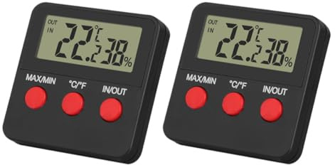 PRETYZOOM Thermomètre Hygromètre Numérique Abs Noir pour Terrarium 2 Ensembles Moniteur D'humidité Température pour Boîte à Reptiles et Couveuse D'œufs