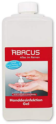 ABACUS® Handdesinfektion Gel, Desinfektionsgel, Handdesinfektion, Desinfektion, Desinfektiongel, Gel in Spenderflasche, Schnelldesinfektion – Handdesinfektion Gel Euroflasche 1000 ml (2120)