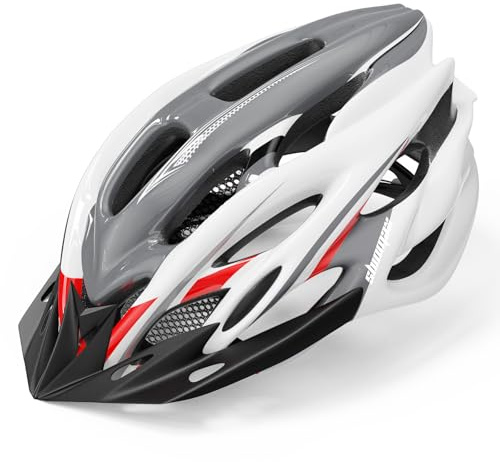 Casco Bici Uomo Donna, Caschi da Corsa, Scooter, MTB, Monopattino, Casco Bici Luce di LED con Visiera Protezione di Sicurezza, Taglia Regolabile