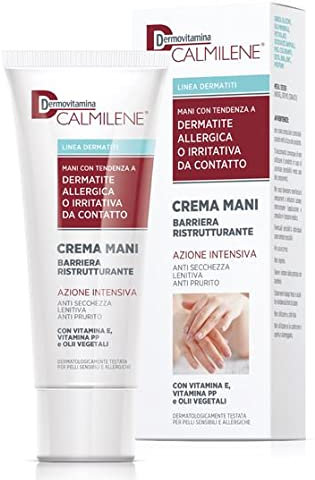 Dermovitamina Calmilene Extreme Crema Mani Barriera - Protezione per Pelle Sensibile e Irritata - Crema Mani Riparatrice - Con Vitamina E, Vitamina B3 e Oli Vegetali - 75ml