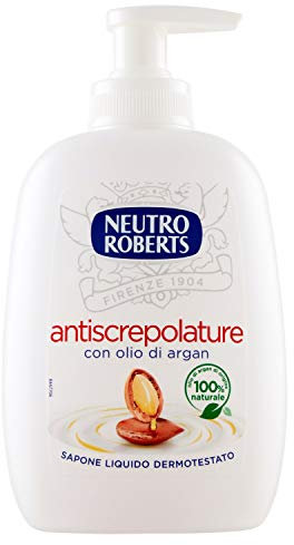 Neutro Roberts Sapone Liquido Antiscrepolature con Olio di Argan, Sapone Liquido per le Mani con Ingredienti Naturali, Flacone in Plastica Riciclabile, Dermatologicamente Testato, Confezione 200 ml