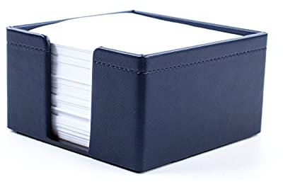 DELMON VARONE - Zettelkasten aus veganem Kunstleder Blau - Zettelbox inkl. 500 Blatt Papier - Notizzettelbox in für Schreibtisch & Büro - Notizzettel Box zum Notieren von Gedanken, Ideen & Notizen