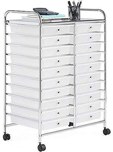 Yaheetech Küchenwagen auf Rollen, Rollwagen mit 12 stapelbaren Schubladen, Aufbewahrungswagen mit Ablage, Werkzeugwagen für Küche Zuhause Badezimmer Büro, 62,5 × 36 × 91 cm