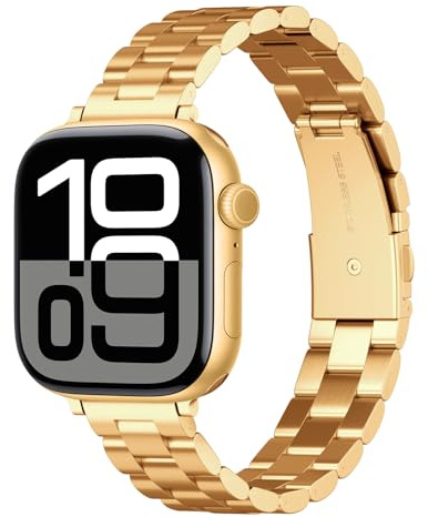 ARTCHE Thin Watch Strap for Apple Watch Strap 49mm 46mm 45mm 44mm 42mm | Compatible with iwatch Straps Ultra 3/2/1 Series 11/10/9/8/7/6/SE/5/4, Lady Slim Metal Band for Women, Gold
