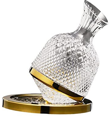 Milageto Decanter per Vino 1500 ml Rotazione a 360 ° Decanter Rotante per Contenitore per succhi di Vino Versatore Amante Caraffa per Vino per