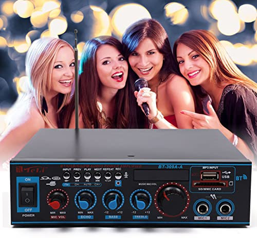 HiFi Stereo Bluetooth Amplificatore di potenza a 2 canali, amplificatore audio MP3 con funzione telecomando Surround Amplifier per sistemi home theater