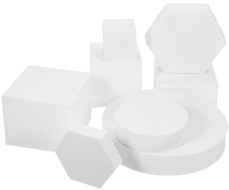 SHOWERORO Geometric Cube Photo Props Set 8 Pieces Lightweight Foam Photography Blocks for Jewelry Cosmetics Makeup Desktop and Flat Lay Background